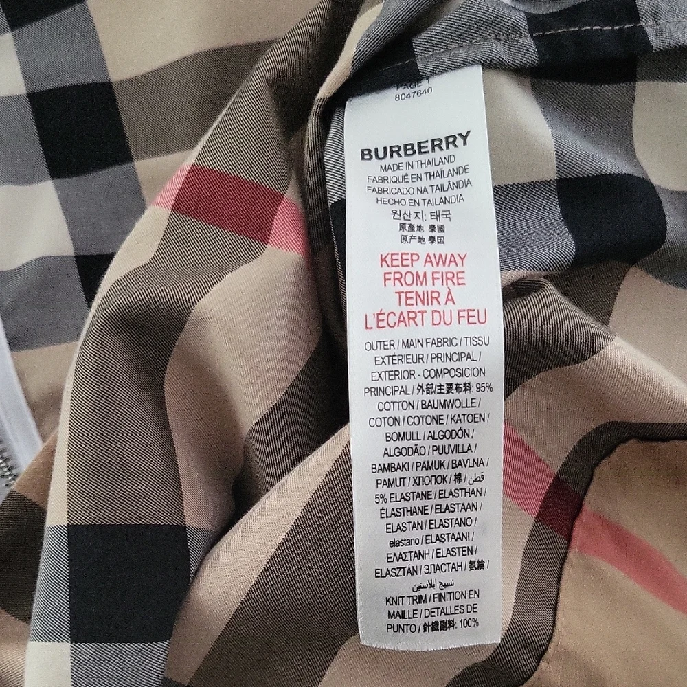 Burberry Tan and Red Half Zip-Up Shirt